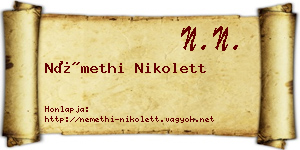 Némethi Nikolett névjegykártya